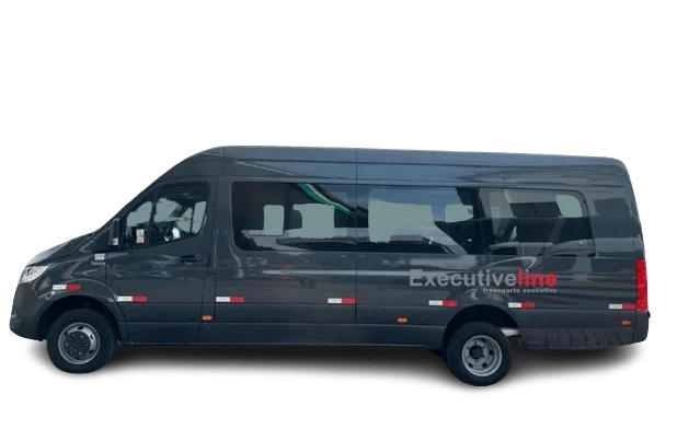 Van executiva, 20 lugares, na cor preta