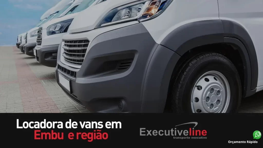Locadora de vans em Embu e região - Executive Line com vans executivas estacionadas
