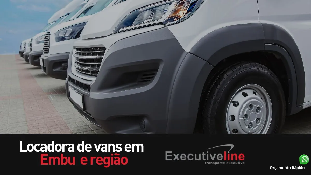 Locadora de vans em Embu e região - Executive Line com vans executivas estacionadas